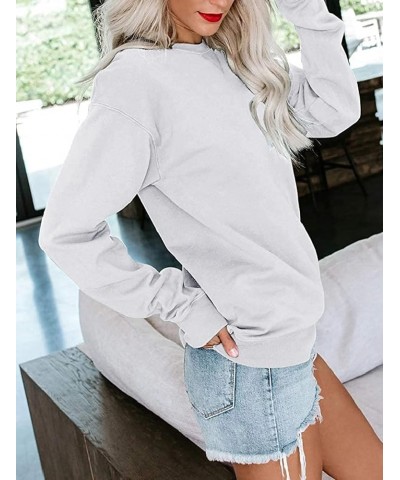 Womens Crew Neck Color Block/Solid Sweatshirts Tops Long Sleeve Casual Pullover Cute Lightweight Loose Tops A- Pure White $17...