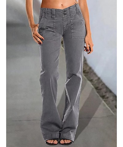 Women's Wide Leg Pants Mid Waist Flare Jeans for Women Straight Leg Dress Pants Gray $24.75 Pants