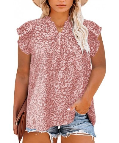 Plus Size Tops for Women Boho Floral Print V Neck Long Sleeve Summer Loose Blouse Shirts(1X-5X) B Pink $19.13 Blouses