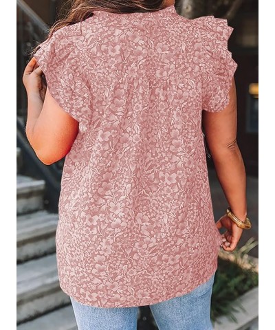 Plus Size Tops for Women Boho Floral Print V Neck Long Sleeve Summer Loose Blouse Shirts(1X-5X) B Pink $19.13 Blouses