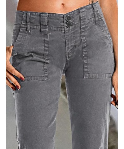 Women's Wide Leg Pants Mid Waist Flare Jeans for Women Straight Leg Dress Pants Gray $24.75 Pants