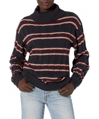 Women's Stripe Turtleneck Sweater Multi-navy $11.39 Sweaters