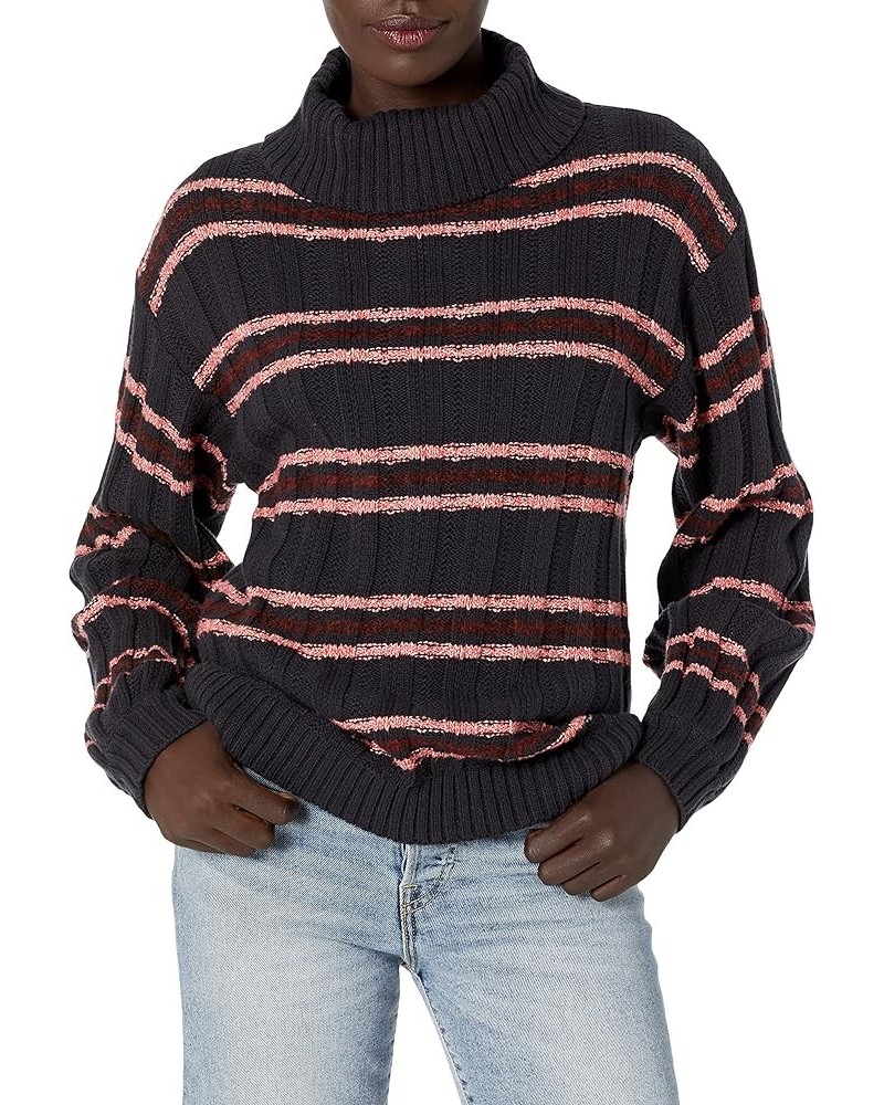 Women's Stripe Turtleneck Sweater Multi-navy $11.39 Sweaters