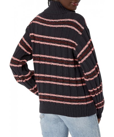 Women's Stripe Turtleneck Sweater Multi-navy $11.39 Sweaters