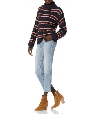 Women's Stripe Turtleneck Sweater Multi-navy $11.39 Sweaters