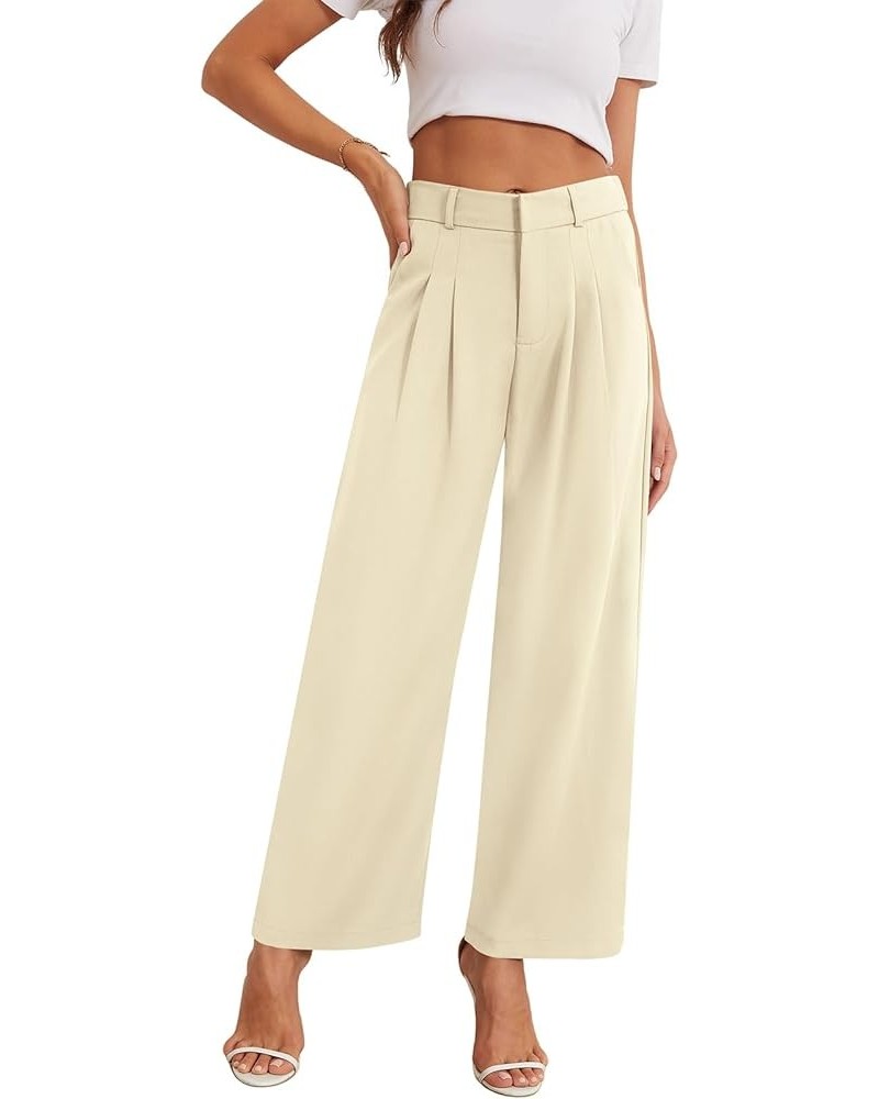 Women's Wide Leg Pants Elastic High Waist Business Casual Pants for Women Khaki(thin) $11.25 Pants