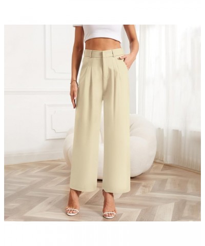 Women's Wide Leg Pants Elastic High Waist Business Casual Pants for Women Khaki(thin) $11.25 Pants