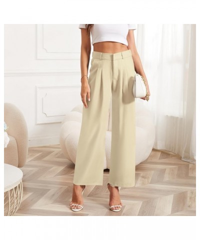 Women's Wide Leg Pants Elastic High Waist Business Casual Pants for Women Khaki(thin) $11.25 Pants