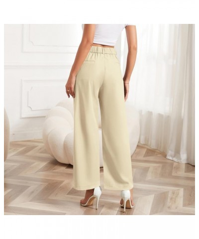 Women's Wide Leg Pants Elastic High Waist Business Casual Pants for Women Khaki(thin) $11.25 Pants