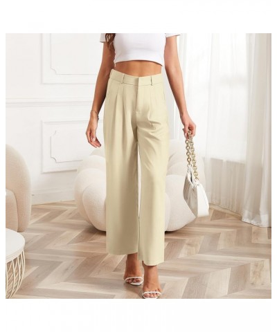 Women's Wide Leg Pants Elastic High Waist Business Casual Pants for Women Khaki(thin) $11.25 Pants