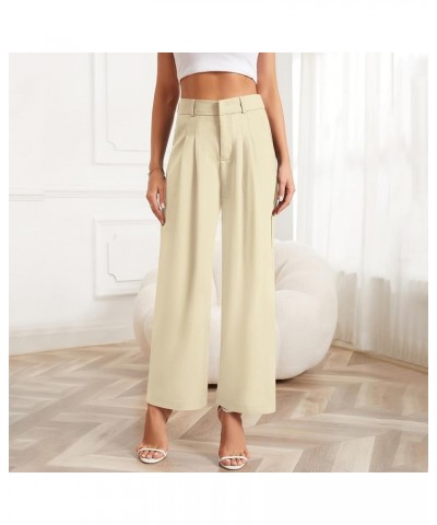 Women's Wide Leg Pants Elastic High Waist Business Casual Pants for Women Khaki(thin) $11.25 Pants