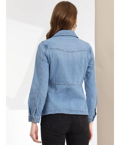 Women's Vintage Jean Jackets Long Sleeve Washed Button Down Denim Jacket Light Blue $26.99 Jackets