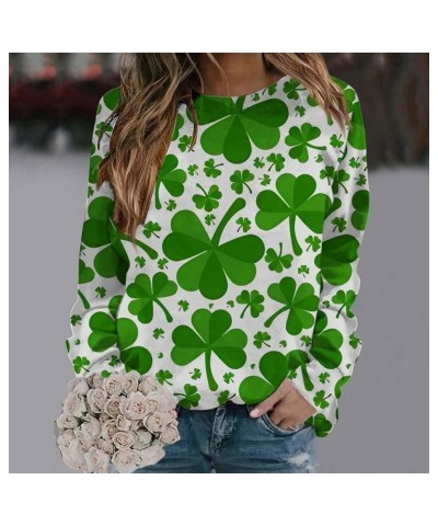 AOXUSM Womens St Patricks Day Sweatshirt Irish Shamrock Printed Pullover Tops Fashion Crewneck Saint Pattys Shirt Z03 Mint Gr...