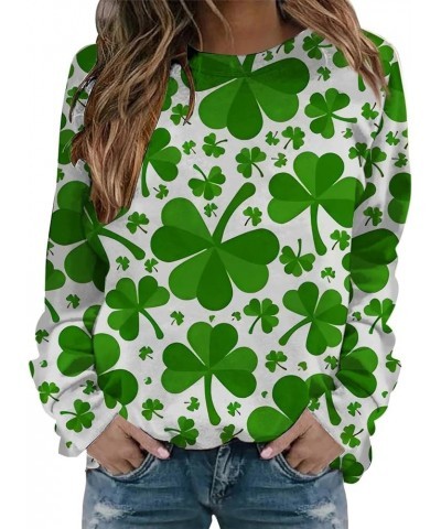 AOXUSM Womens St Patricks Day Sweatshirt Irish Shamrock Printed Pullover Tops Fashion Crewneck Saint Pattys Shirt Z03 Mint Gr...