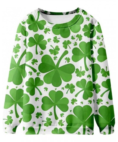 AOXUSM Womens St Patricks Day Sweatshirt Irish Shamrock Printed Pullover Tops Fashion Crewneck Saint Pattys Shirt Z03 Mint Gr...