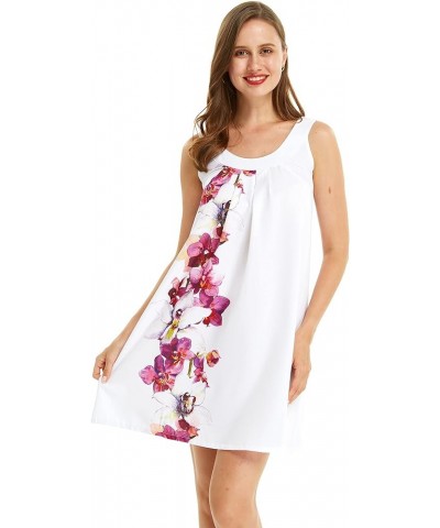 Women's Round Neck Shift Dress in Orchid Paradise Navy Watercolor Orchid $24.50 Dresses