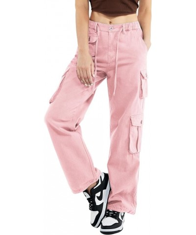 Cargo Pants Women Cotton Wide Leg Casual Hiking Military Army Combat Work Pants with 8 Pockets Pink $22.13 Pants