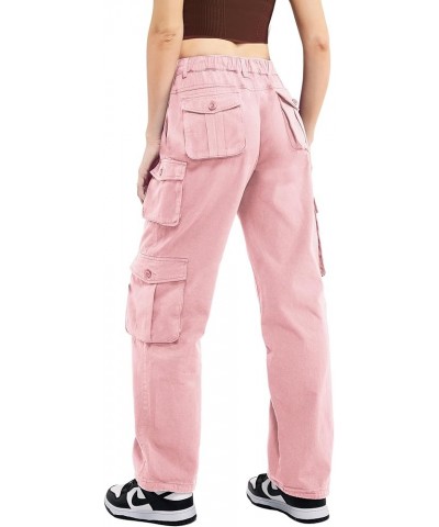 Cargo Pants Women Cotton Wide Leg Casual Hiking Military Army Combat Work Pants with 8 Pockets Pink $22.13 Pants