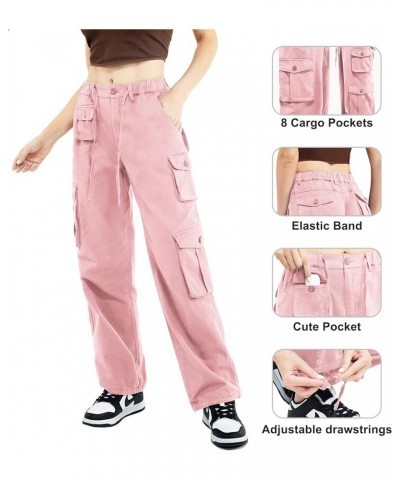 Cargo Pants Women Cotton Wide Leg Casual Hiking Military Army Combat Work Pants with 8 Pockets Pink $22.13 Pants