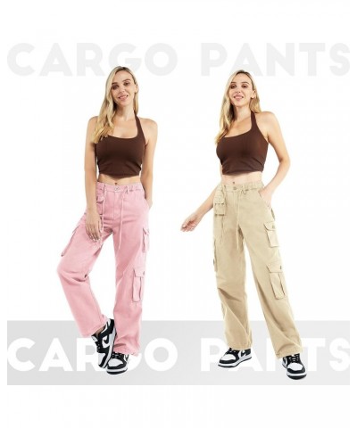 Cargo Pants Women Cotton Wide Leg Casual Hiking Military Army Combat Work Pants with 8 Pockets Pink $22.13 Pants