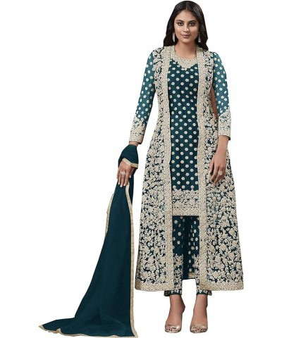 New Wedding Party wear Embroidered Koti Style Salwar Kameez Indian Dress Ready to Wear Salwar Suit For Women 4574 Sky Blue $3...