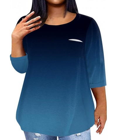 Plus Size 3/4 Sleeve T Shirts Women Fall Tops Party Mask Graphic Loose Fit Fall Winter Clothes Parade Blouse Tshirt 4-navy $5...