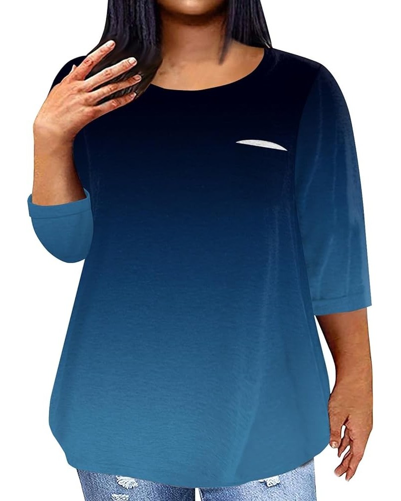 Plus Size 3/4 Sleeve T Shirts Women Fall Tops Party Mask Graphic Loose Fit Fall Winter Clothes Parade Blouse Tshirt 4-navy $5...