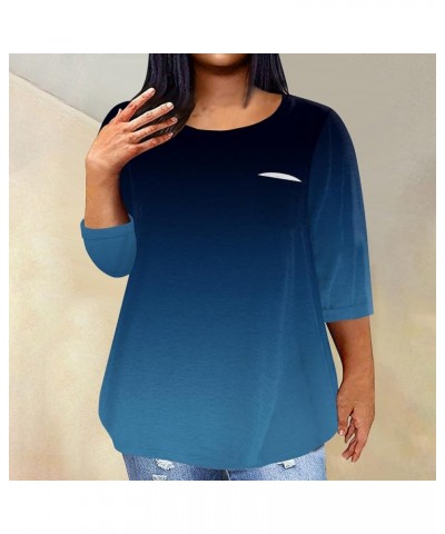 Plus Size 3/4 Sleeve T Shirts Women Fall Tops Party Mask Graphic Loose Fit Fall Winter Clothes Parade Blouse Tshirt 4-navy $5...