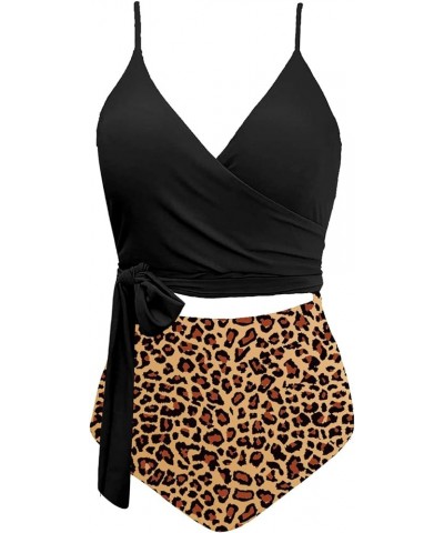 Women's Sexy One Piece Swimsuits Cut Out Monokini V Neck Wrap Criss Cross Swimwear High Waisted Bathing Suits Leopard Black $...