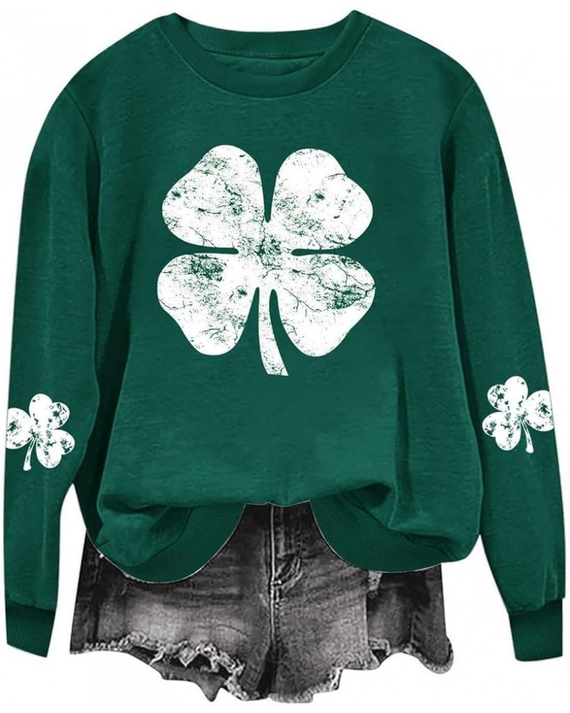 Women 2024 St Patricks Day Shirt O Neck Graphic Sweatshirts Tops Pullover Shirts Long Sleeve Blouses Spring Clothes 024- Whit...