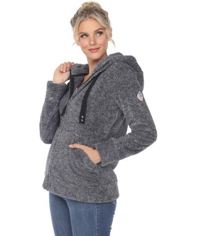 Women's Zip-Up Hooded Sherpa Jacket with Front Pockets Charcoal $23.80 Jackets