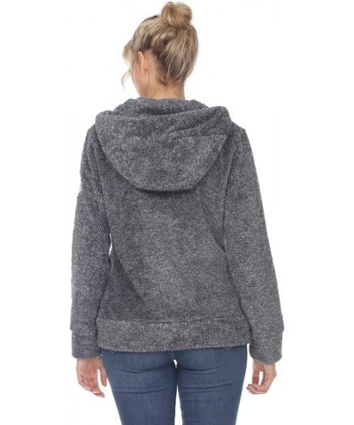 Women's Zip-Up Hooded Sherpa Jacket with Front Pockets Charcoal $23.80 Jackets