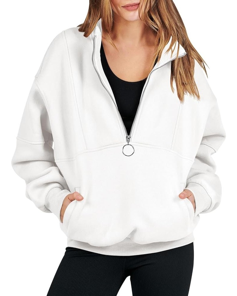 Zipper Hoodies For Women Fall Fashion 2023 Half Zip Up Lone Sleeve Oversized Sweatshirts Y2K Clothes Teen Girls J04-white $10...
