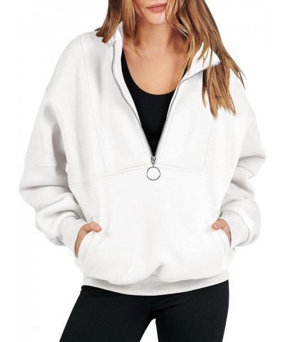 Zipper Hoodies For Women Fall Fashion 2023 Half Zip Up Lone Sleeve Oversized Sweatshirts Y2K Clothes Teen Girls J04-white $10...