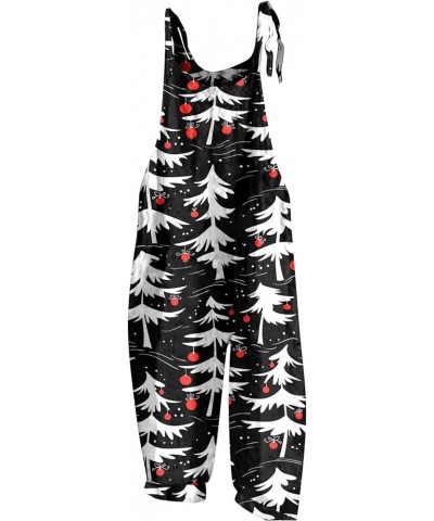 Christmas Jumpsuits for Women,Cute Printed Adjustable Straps Wide Leg Rompers Dressy Casual Overalls Fashion Clothes 4-black ...