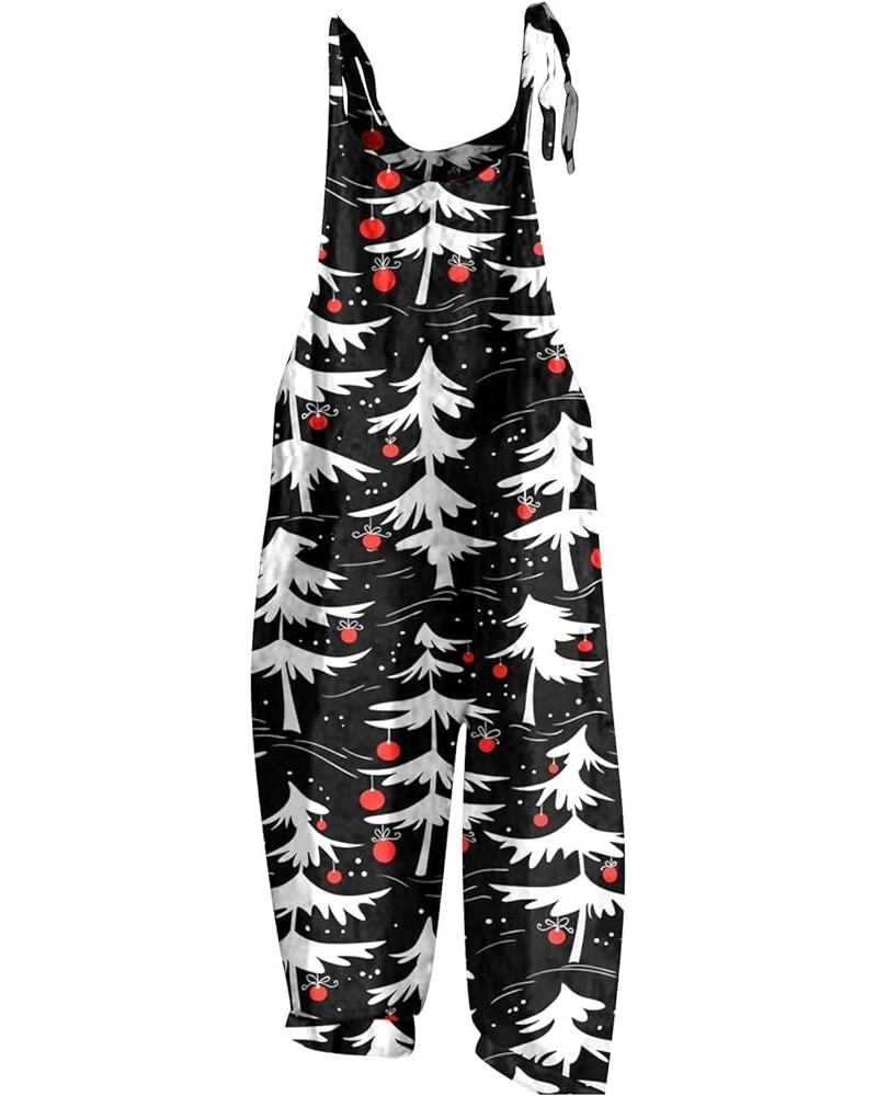 Christmas Jumpsuits for Women,Cute Printed Adjustable Straps Wide Leg Rompers Dressy Casual Overalls Fashion Clothes 4-black ...