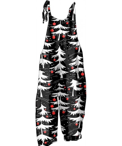 Christmas Jumpsuits for Women,Cute Printed Adjustable Straps Wide Leg Rompers Dressy Casual Overalls Fashion Clothes 4-black ...