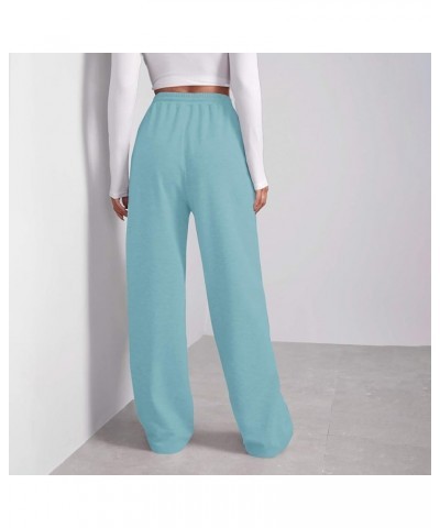 Sweatpants Women with Pockets High Waist Solid Color Loose Casual Drawstring Trousers Workout Straight Leg Pants 01-blue $16....