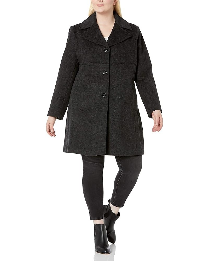 Women's Plus-Size Single-Breasted Wool Coat Charcoal $39.04 Coats