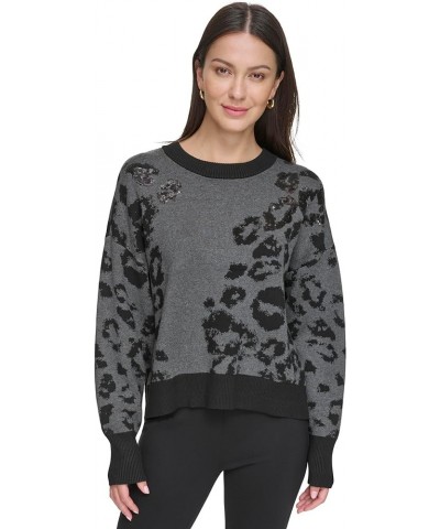 Long Sleeve Sequin Animal Sweater Granite Heather/Black $36.40 Sweaters