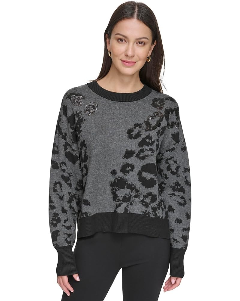 Long Sleeve Sequin Animal Sweater Granite Heather/Black $36.40 Sweaters