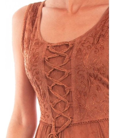 Ash Grey Full Length Lace-Up Front Womens Sleeveless Dress HC118 Beige/Khaki $50.71 Dresses