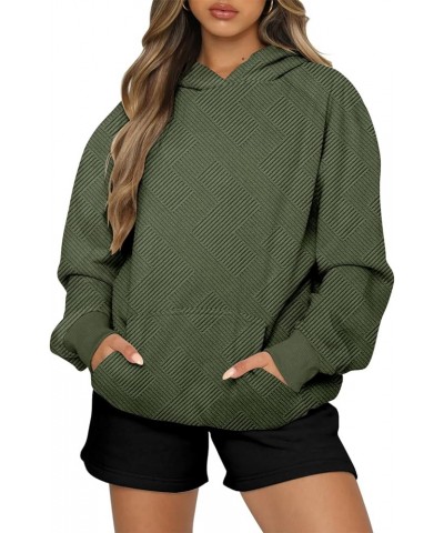 Women Long Sleeve Sweatshirt Kangaroo Pocket Solid Basic Top C-army Green $20.99 Hoodies & Sweatshirts