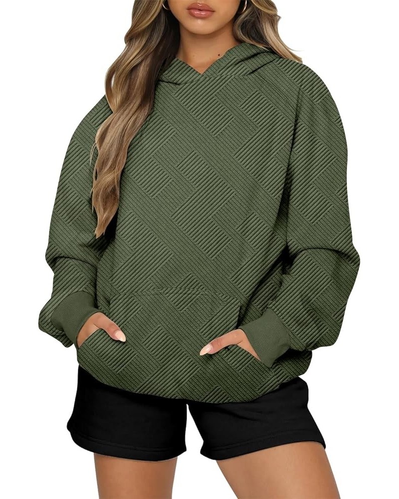 Women Long Sleeve Sweatshirt Kangaroo Pocket Solid Basic Top C-army Green $20.99 Hoodies & Sweatshirts