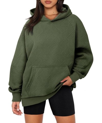 Women Long Sleeve Sweatshirt Kangaroo Pocket Solid Basic Top C-army Green $20.99 Hoodies & Sweatshirts