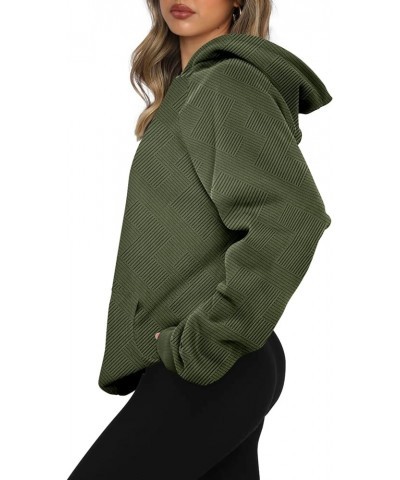 Women Long Sleeve Sweatshirt Kangaroo Pocket Solid Basic Top C-army Green $20.99 Hoodies & Sweatshirts