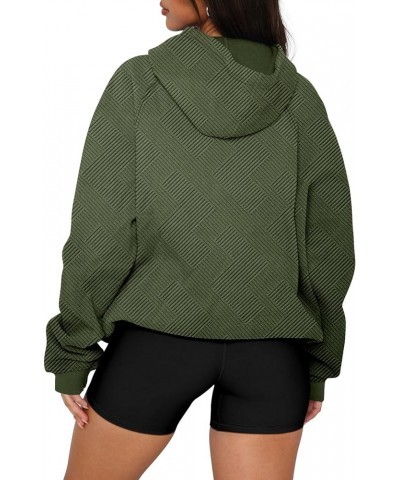 Women Long Sleeve Sweatshirt Kangaroo Pocket Solid Basic Top C-army Green $20.99 Hoodies & Sweatshirts