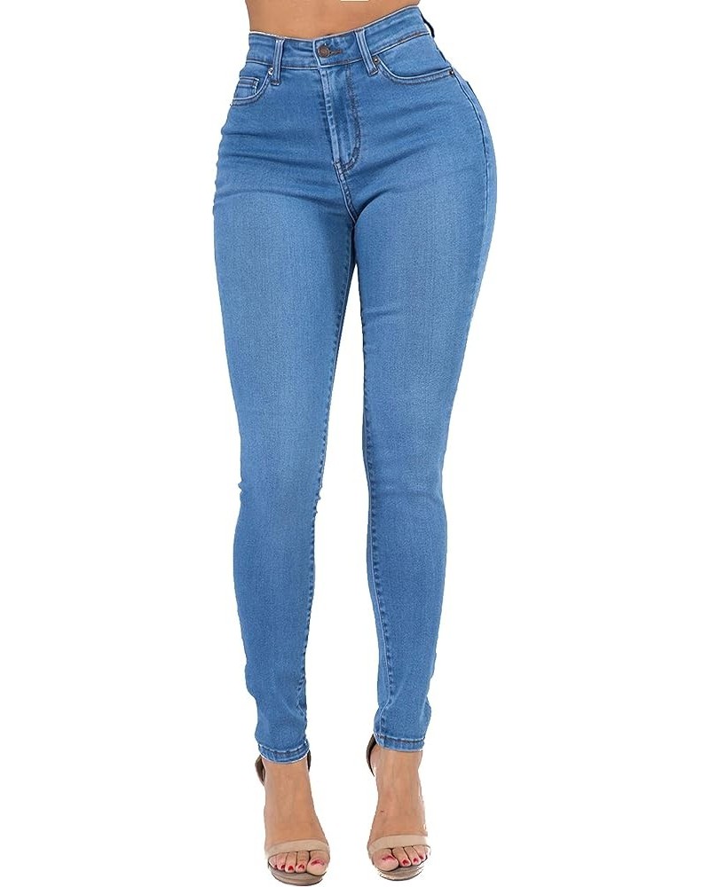 Women's High Waist Super Stretch Premium Fabric Basic Skinny Jeans Blue Tjh6095 $16.23 Jeans