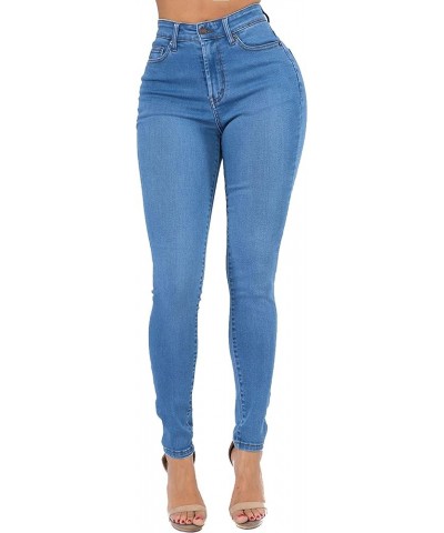 Women's High Waist Super Stretch Premium Fabric Basic Skinny Jeans Blue Tjh6095 $16.23 Jeans