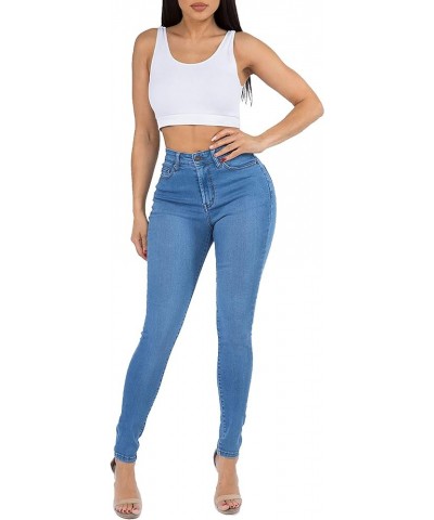 Women's High Waist Super Stretch Premium Fabric Basic Skinny Jeans Blue Tjh6095 $16.23 Jeans